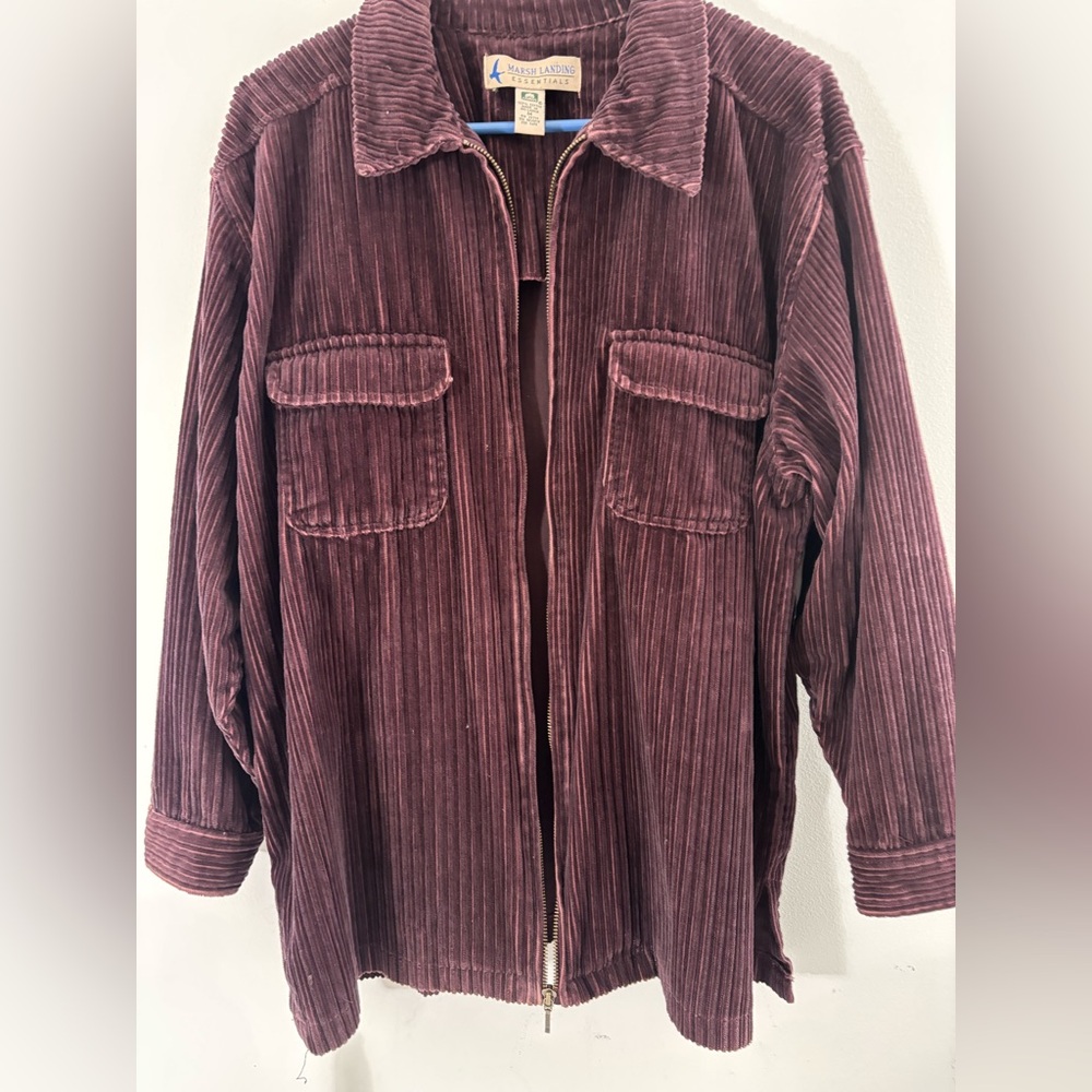 Marsh Landing Vintage Women’s Medium Velvet Feel Burgundy 100% Cotton Shacket - Picture 3 of 5